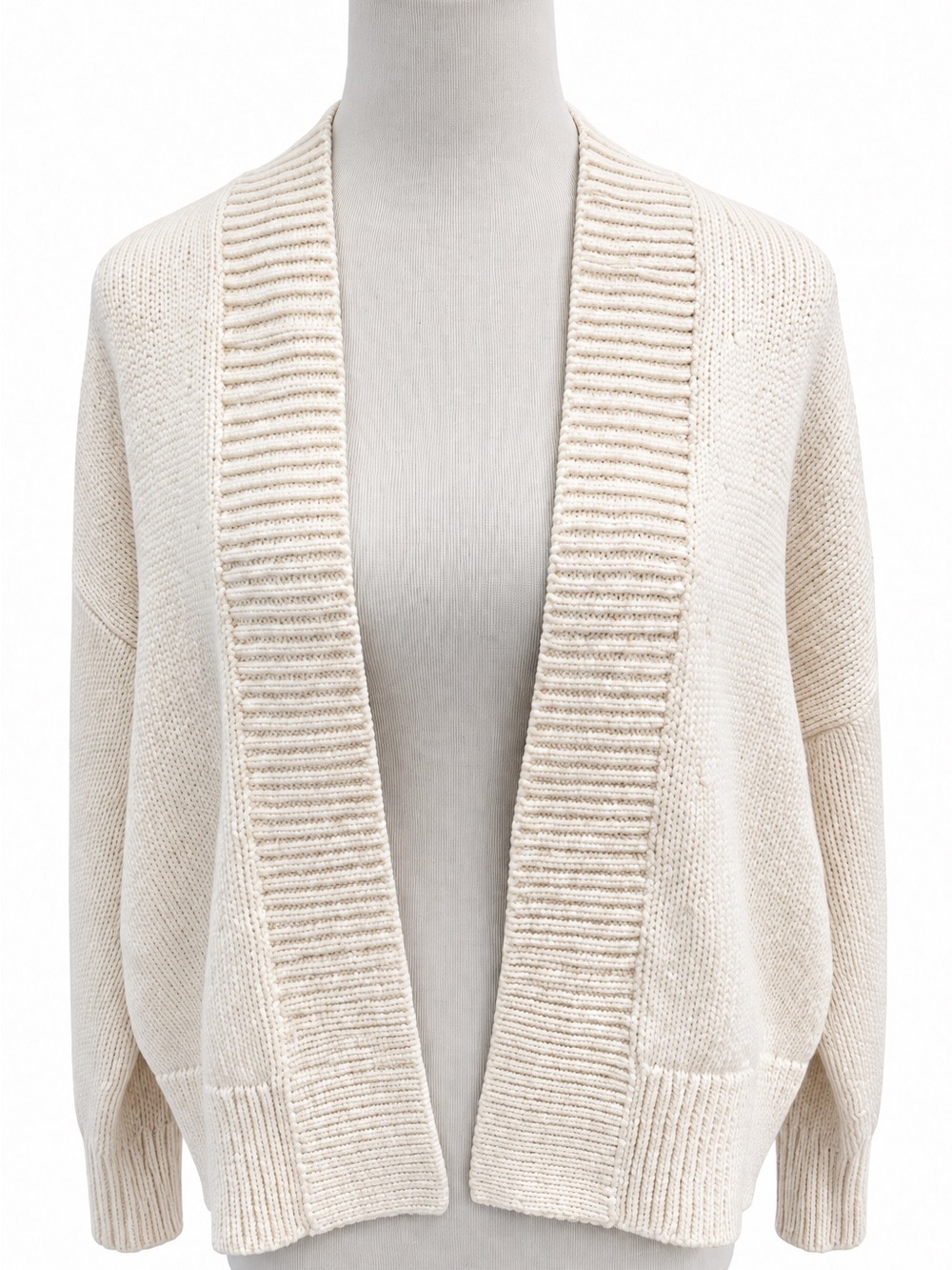 Banana Republic Open-Front Cream Knit Cardigan Large Petite